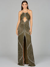 Load image into Gallery viewer, Symmetrical Halter Neck Beaded Gown - OUTLET