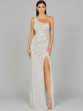 Load image into Gallery viewer, One-Shoulder Beaded Gown with Slit