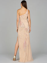 Load image into Gallery viewer, One Shoulder Beaded Gown with Fringe Slit
