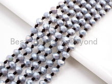 Load image into Gallery viewer, 60 Long Hand Knotted AB Gray Color Crystal Necklace, Long Necklace, Gray Color 2x4mm Rondelle Faceted Crystal Beads, SKU#D13