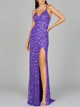 Load image into Gallery viewer, Sultry Beaded Gown with Slit
