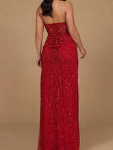 Load image into Gallery viewer, Embellished Strapless Gown with Slit | 9953