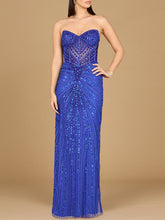 Load image into Gallery viewer, Embellished Strapless Gown with Slit | 9953