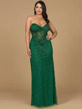 Load image into Gallery viewer, Embellished Strapless Gown with Slit | 9953