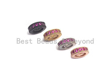Load image into Gallery viewer, Fuchsia CZ Micro Pave Round Wheel Spacer Beads, Cubic Zirconia Spacer beads, Bracelet spacers, 8mm/10mm,sku#C106
