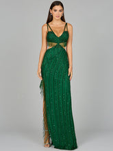 Load image into Gallery viewer, Cutout Beaded Gown with Fringes