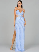 Load image into Gallery viewer, Cutout Beaded Gown with Fringes