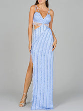 Load image into Gallery viewer, Cutout Beaded Gown with Fringes