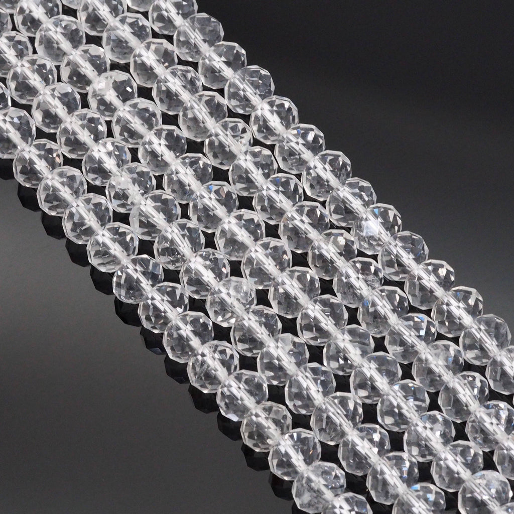 Genuine Quartz Rondelle Faceted Beads, 4x6mm/4x8mm. Sku#U1593