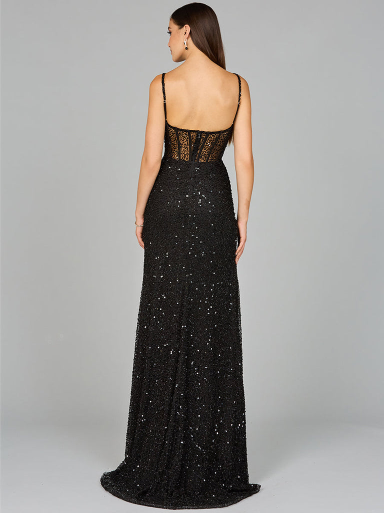 Elegant Corset Gown with Slit
