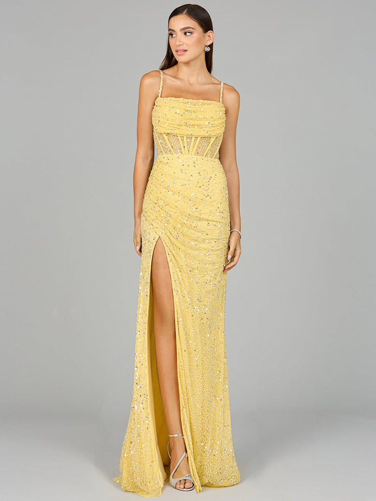 Elegant Corset Gown with Slit