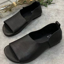 Load image into Gallery viewer, Women's Retro Handmade Soft Leather Open-Toe Sandals | Slip-On Fish-Mouth Shoes with Soft Sole
