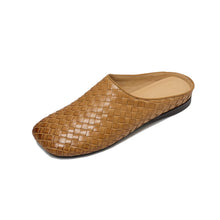 Load image into Gallery viewer, Women's Handwoven Cowhide Mules | Square Toe Slip-On Leather Slides