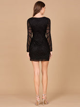 Load image into Gallery viewer, Long Sleeve V-Neck Cocktail Dress