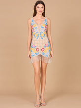 Load image into Gallery viewer, Floral Beaded Cocktail Fringe Dress