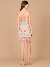 Load image into Gallery viewer, Floral Beaded Cocktail Fringe Dress