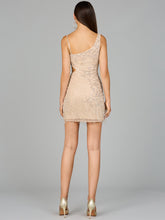 Load image into Gallery viewer, Faux One Shoulder Fringe Cocktail Dress