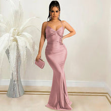 Load image into Gallery viewer, Solid Color Sexy Spaghetti Straps Corset Backless Lace up Tight Maxi Dress