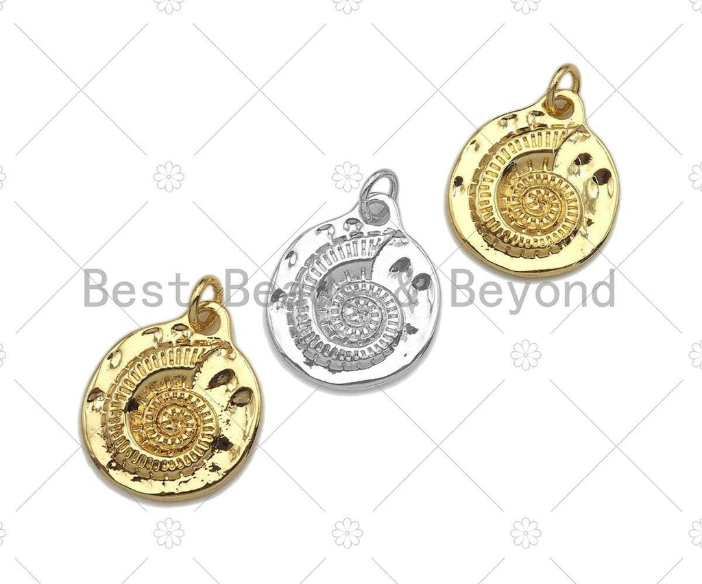 Conch Shell On Round Coin Pendant, Round Coin Conch Pendant Charm for Necklace Bracelet Making,16x19mm,sku#L360