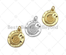 Load image into Gallery viewer, Conch Shell On Round Coin Pendant, Round Coin Conch Pendant Charm for Necklace Bracelet Making,16x19mm,sku#L360