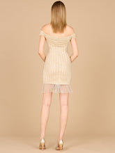 Load image into Gallery viewer, Off Shoulder Fringe Wrap Dress