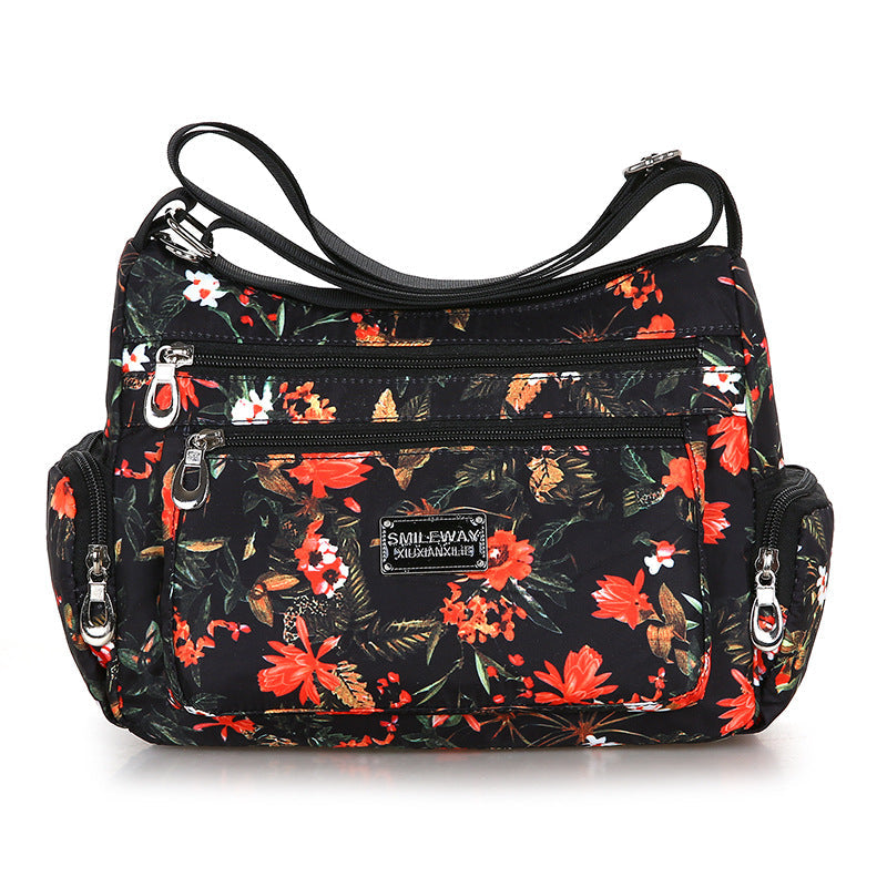 Women's Printed Canvas Shoulder Bag – Floral & Landscape Pattern Crossbody Handbag