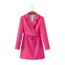 Load image into Gallery viewer, Women Clothing Spring Collared Long Sleeves Cropped Pullover Business Suit Hollow Out Cutout Dress