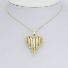 Load image into Gallery viewer, Gold Silver Clear CZ Large Puffy Heart Charm Pendant, Sku#LX