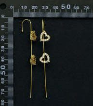 Load image into Gallery viewer, CZ Heart Long Spike Earrings, Sku#LD231