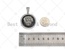 Load image into Gallery viewer, CZ Micro Pave Embossed Lion Head Pendant,Cubic Zirconia Gold/Silver Charm, Necklace Bracelet Charm Pendant, 35x39mm, sku#L551