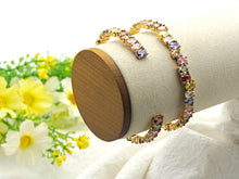 Load image into Gallery viewer, Colorful CZ Micro Pave Bangle Bracelet, Cubic Zirconia Gold Bracelet, Thin Cuff Bracelet, Stacking Cuff, 8x46x53mm,sku#X29