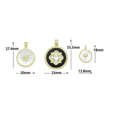 Load image into Gallery viewer, White Mother of Pearl Black Enamel Flower heart Star Heart Pendant,Sku#LK1252