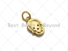 Load image into Gallery viewer, 18K Gold Colorful Micro Pave Skull Pendant, Dainty Gold Skul