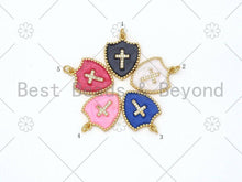 Load image into Gallery viewer, Micro Pave CZ Cross On Colorful Enamel Shield Shape Pendant,18K Gold Filled Enamel CZ Cross Charm,Enamel Jewelry, 24x18mm,Sku#L592