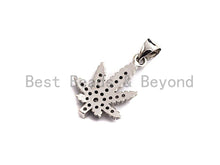 Load image into Gallery viewer, CZ Micro Pave Maple Leaf Flower Shaped Pendant/Charm, Cubic Zirconia Pendant Charm,14x21mm,sku#F915
