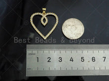 Load image into Gallery viewer, Gold Filled CZ Micro Pave Double Heart Shape Pendant, 18K Gold Filled Charm, Necklace Bracelet Charm Pendant,25x27mm,Sku#LD95