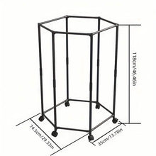 Load image into Gallery viewer, 360° Rotating Freestanding Clothing Rack – Hexagonal Carbon Steel Organizer with Wheels