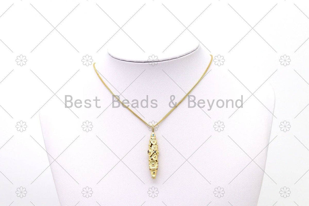 Multicolor CZ Micro Pave Crocodile Shape Pendant, 18K Gold Filled Crocodile Charm, Necklace Bracelet Charm Pendant,Sku#LK512