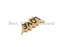 Load image into Gallery viewer, CZ Micro Pave Cobalt/Fuchsia/Green/Black LOVE Pendant/Connector, CZ Pave Pendant, Gold plated, 12x25mm ,sku#F654