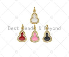 Load image into Gallery viewer, Enamel Pink/Red/Black/White Gourd Shape Pendant,CZ Micro Pave 18K Gold Enamel Charm,Enamel Jewelry,10x17mm,Sku#LK305