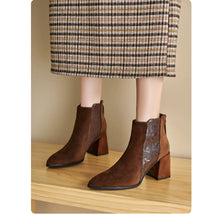 Load image into Gallery viewer, Women's Minimalist British-Style Short Ankle Boots with Back Zipper | Suede Leather
