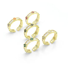 Load image into Gallery viewer, Baguette CZ Colorful Flower band Adjustable Ring, Sku#A491