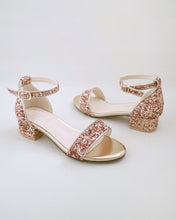 Load image into Gallery viewer, Rock Glitter Low Block Heel Girls Sandals