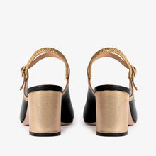 Load image into Gallery viewer, The Pompei Black Leather Slingback Women Sandal