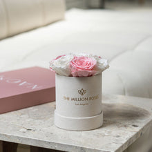 Load image into Gallery viewer, Essence Beige Suede Box | Light Pink &amp; White Roses