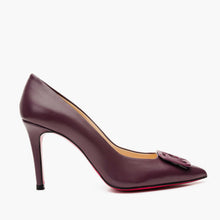 Load image into Gallery viewer, The Maneadero Dark Purple Leather Pump Fuchsia Sole Women Shoe