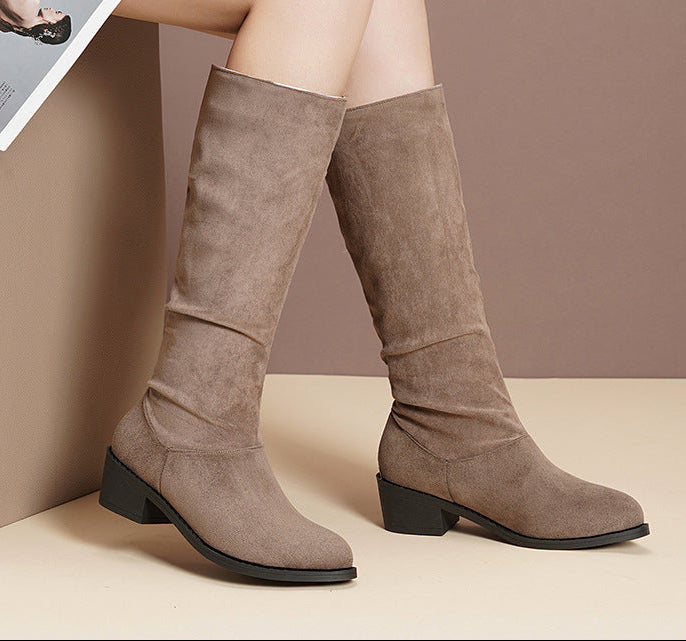 Women's Chunky Heel Over-the-Knee Boots – Pointed Toe Waterproof Fall Winter Boots