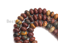 Load image into Gallery viewer, 2mm Large Hole Natural Piscasso Jasper Beads, Rondelle Smooth 6x10mm/5x8mm, 8" Long Strands, sku#U716C