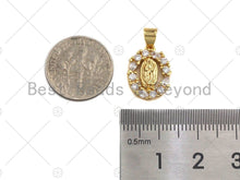 Load image into Gallery viewer, 18K Gold Virgin Mary On Oval Emblem Shape Pendant, Oval Charm,  Sku#F1150C