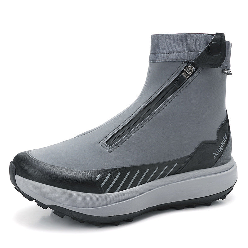 Men's High-Top Hiking Boots - Waterproof Non-Slip Mountaineering Boots with Shock Absorption